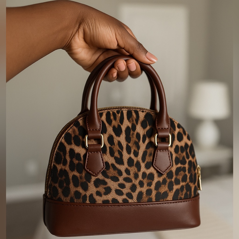 SHEIN Leopard Print Mini Bag - Brown and Black